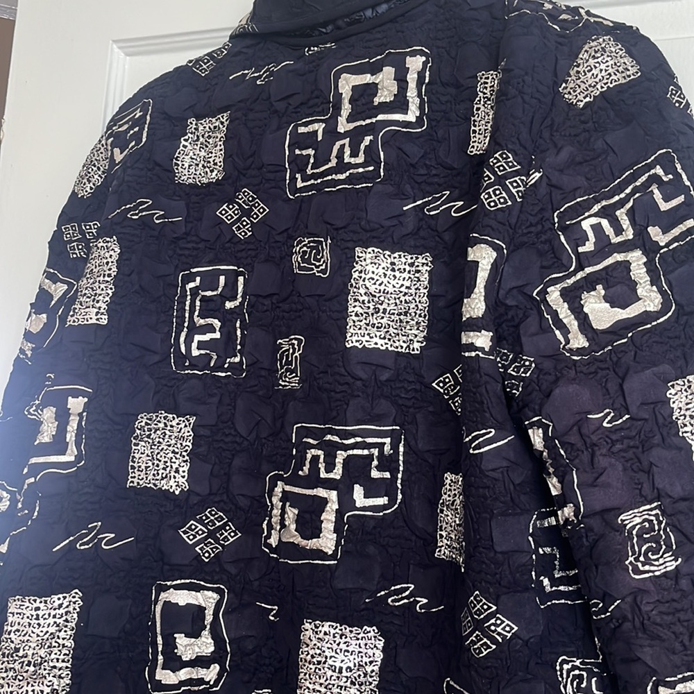 Navy Silver Patterned Textured Jacket - image 5
